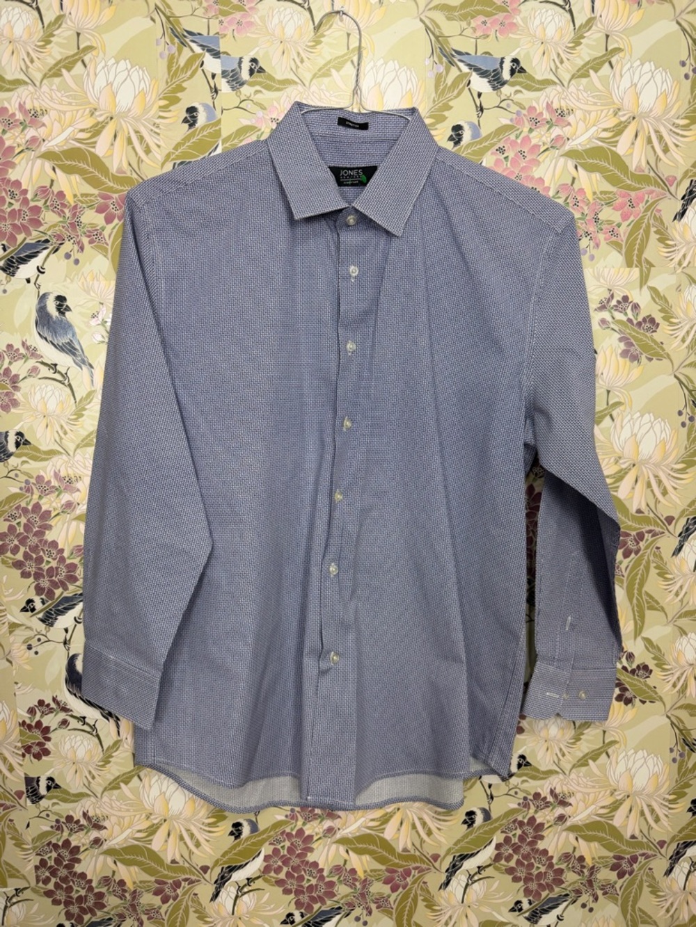 Jones New York Men's Blue Micro-Pattern Dress Shirt